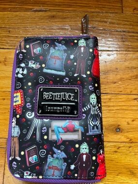 Loungefly Beetlejuice Zip Wallet - Black Purple Multicolor Print